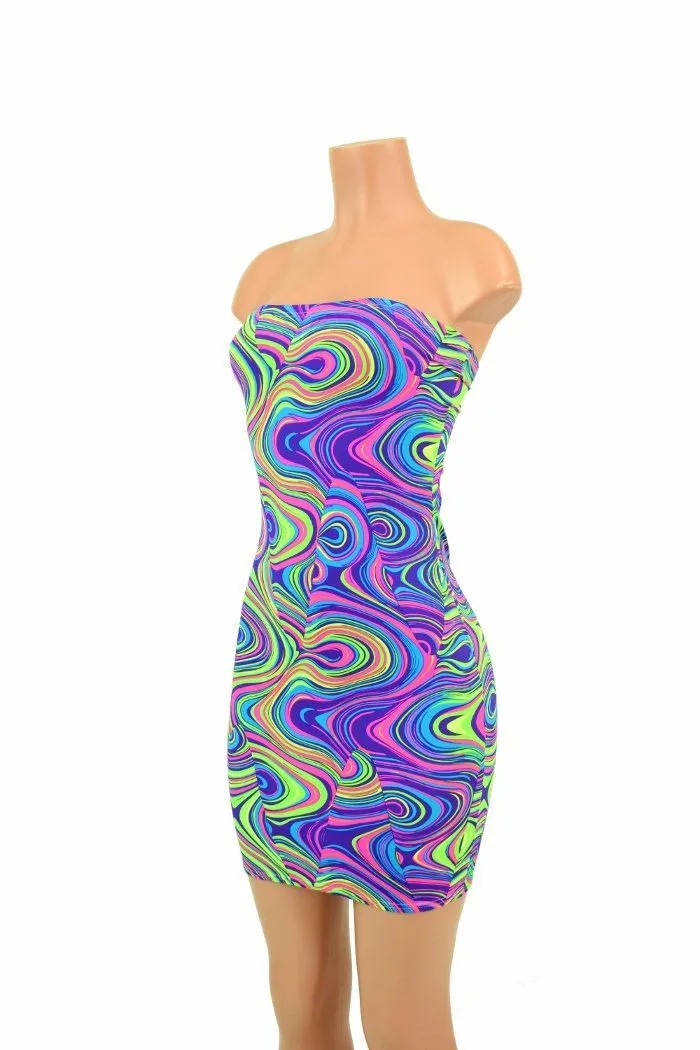 Strapless Glow Worm Print Dress