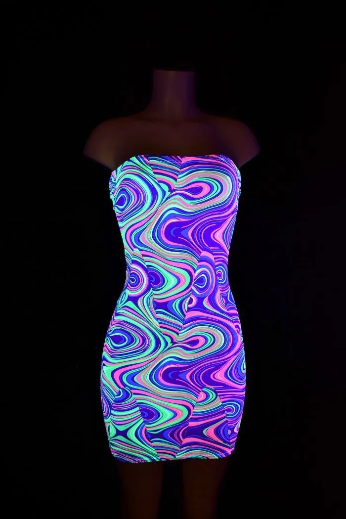 Strapless Glow Worm Print Dress