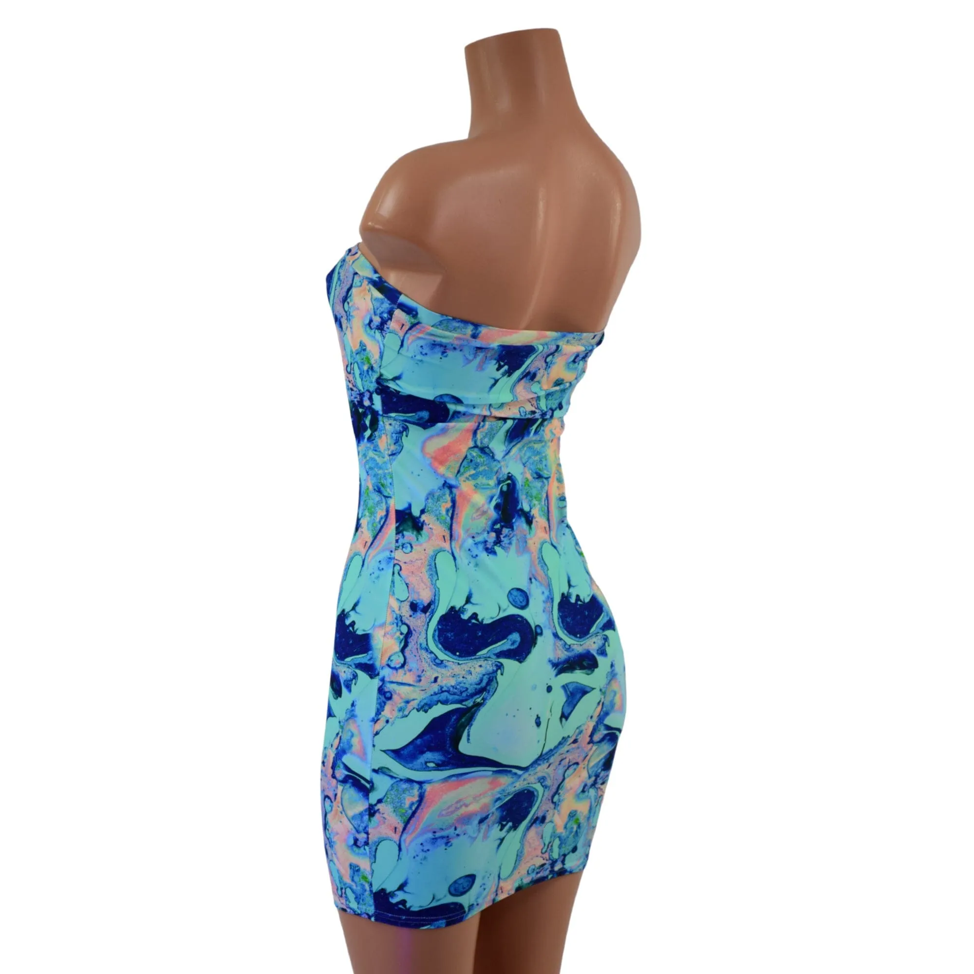 Strapless Lapis Lagoon Mini Dress