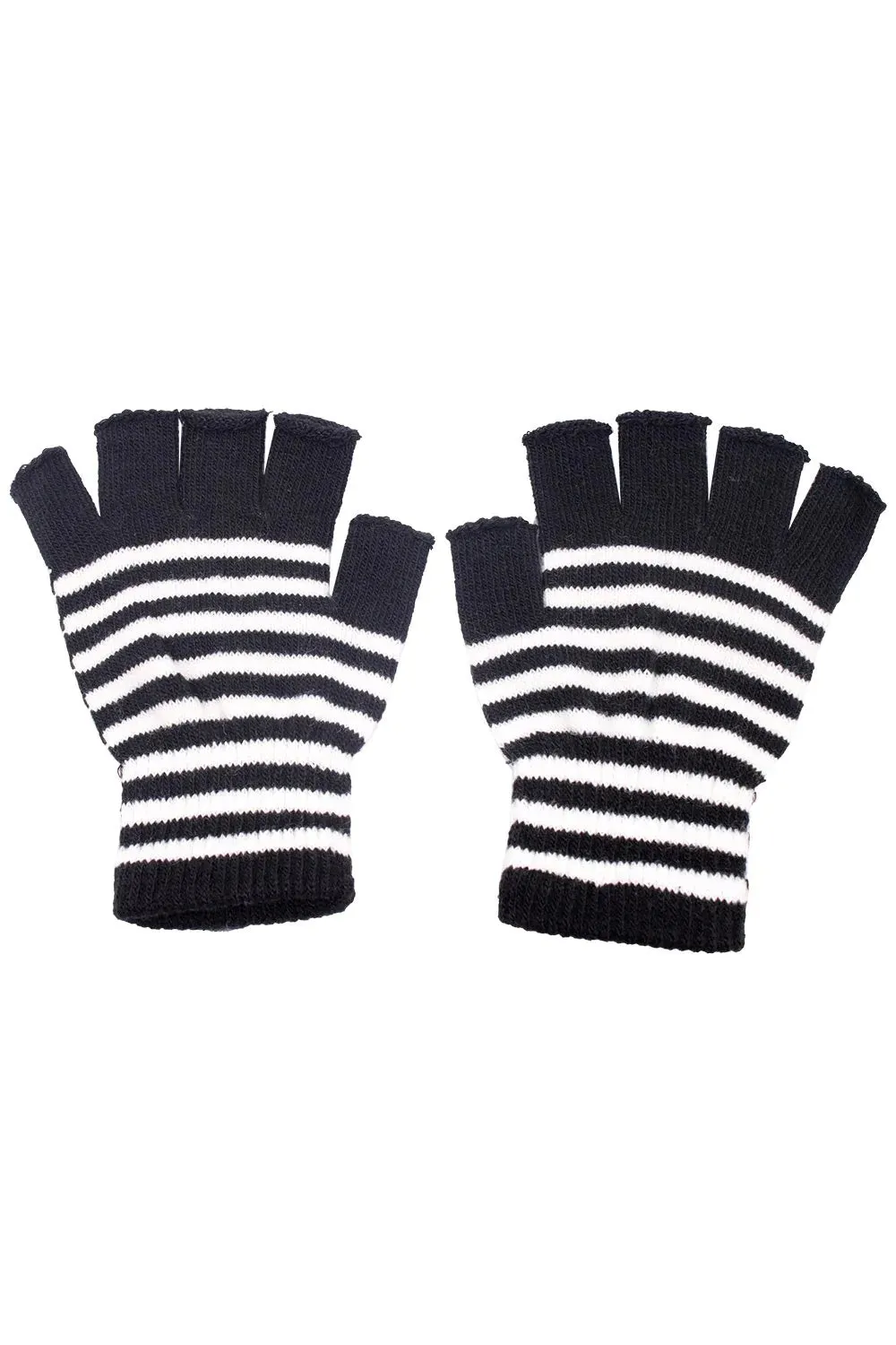 Striped Fingerless Gloves [Multiple Colors Available]