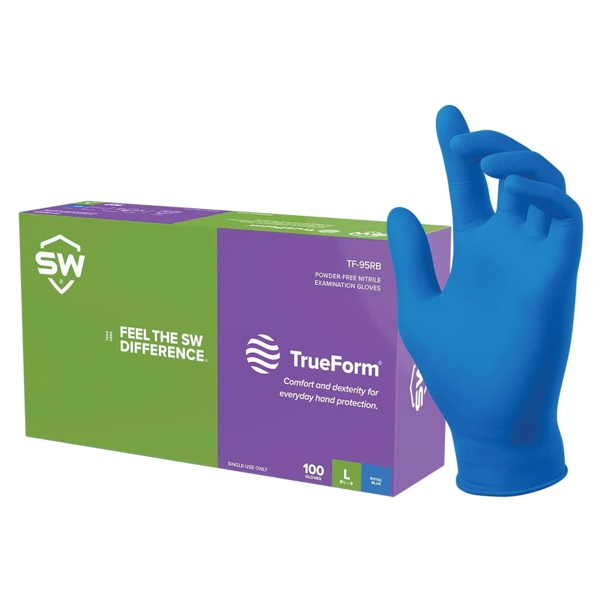 SW Sustainability TrueForm TF-95RB 3.1-mil Biodegradable Nitrile Gloves, 100pk