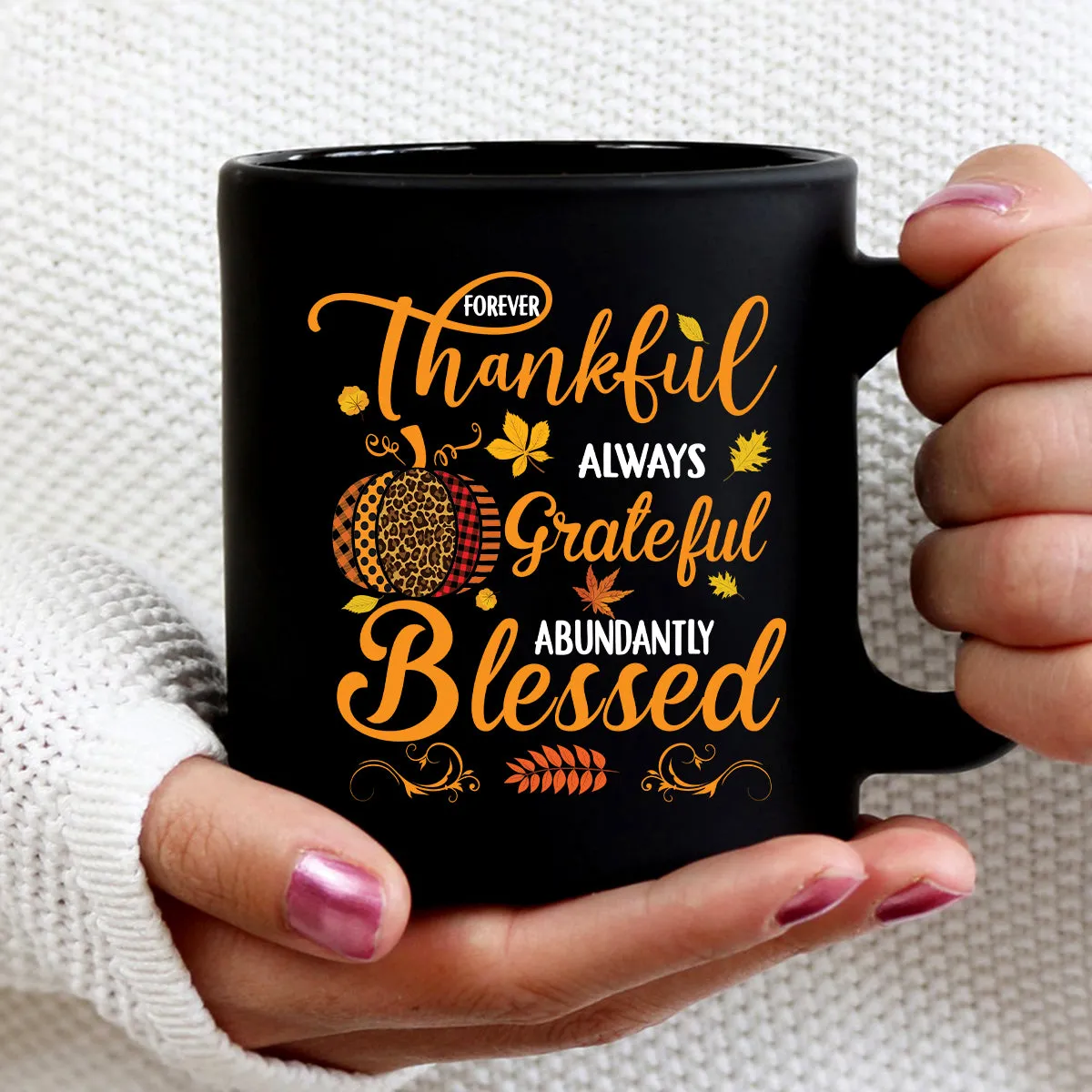 Teesdily | Pumpkin Jesus Shirt, Forever Thankful Always Grateful Abundantly Blessed Tee Sweatshirt Hoodie Mug, Jesus Lovers Gift, Thanksgiving Gift