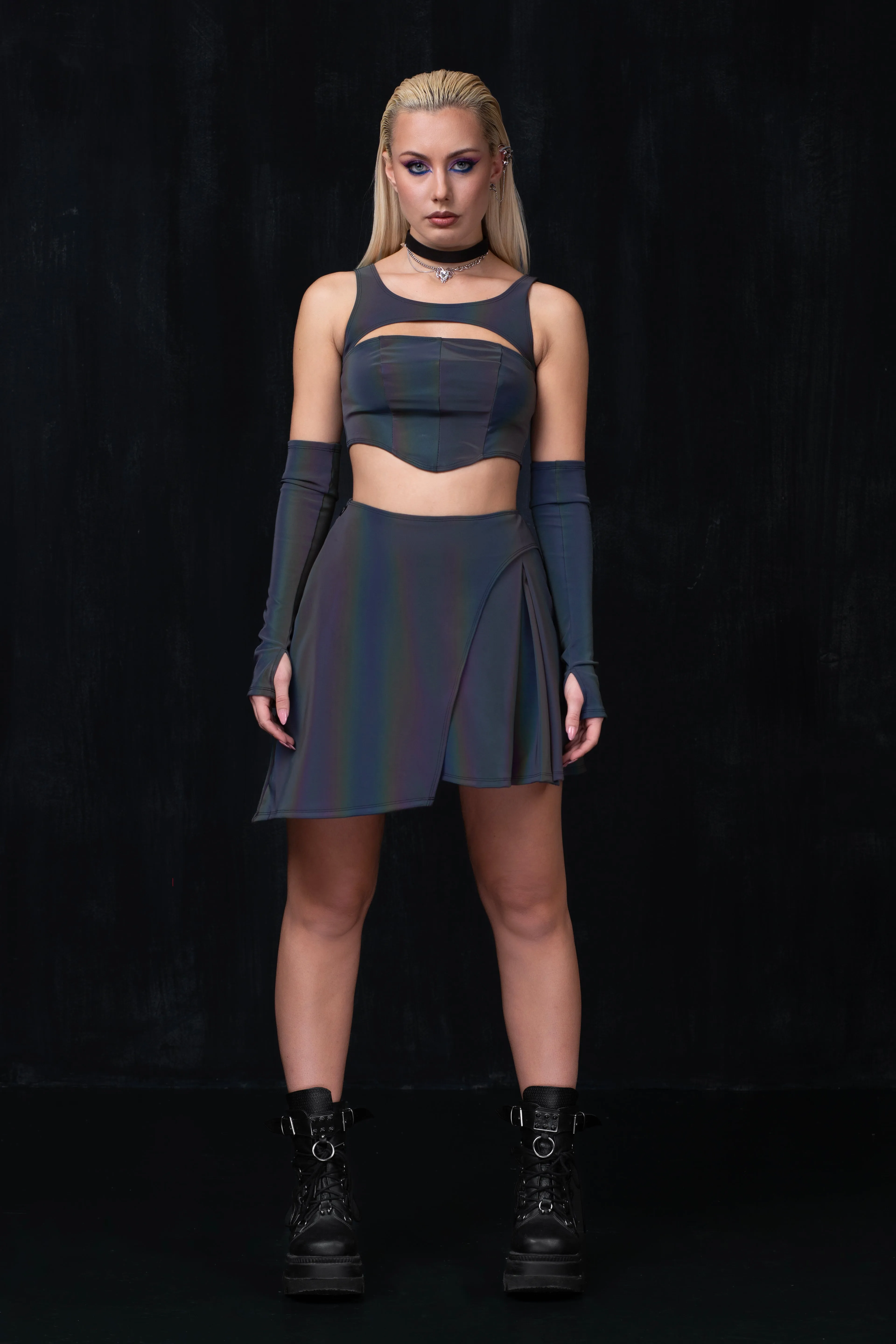 True Colors Reflective Kick Pleat Skirt