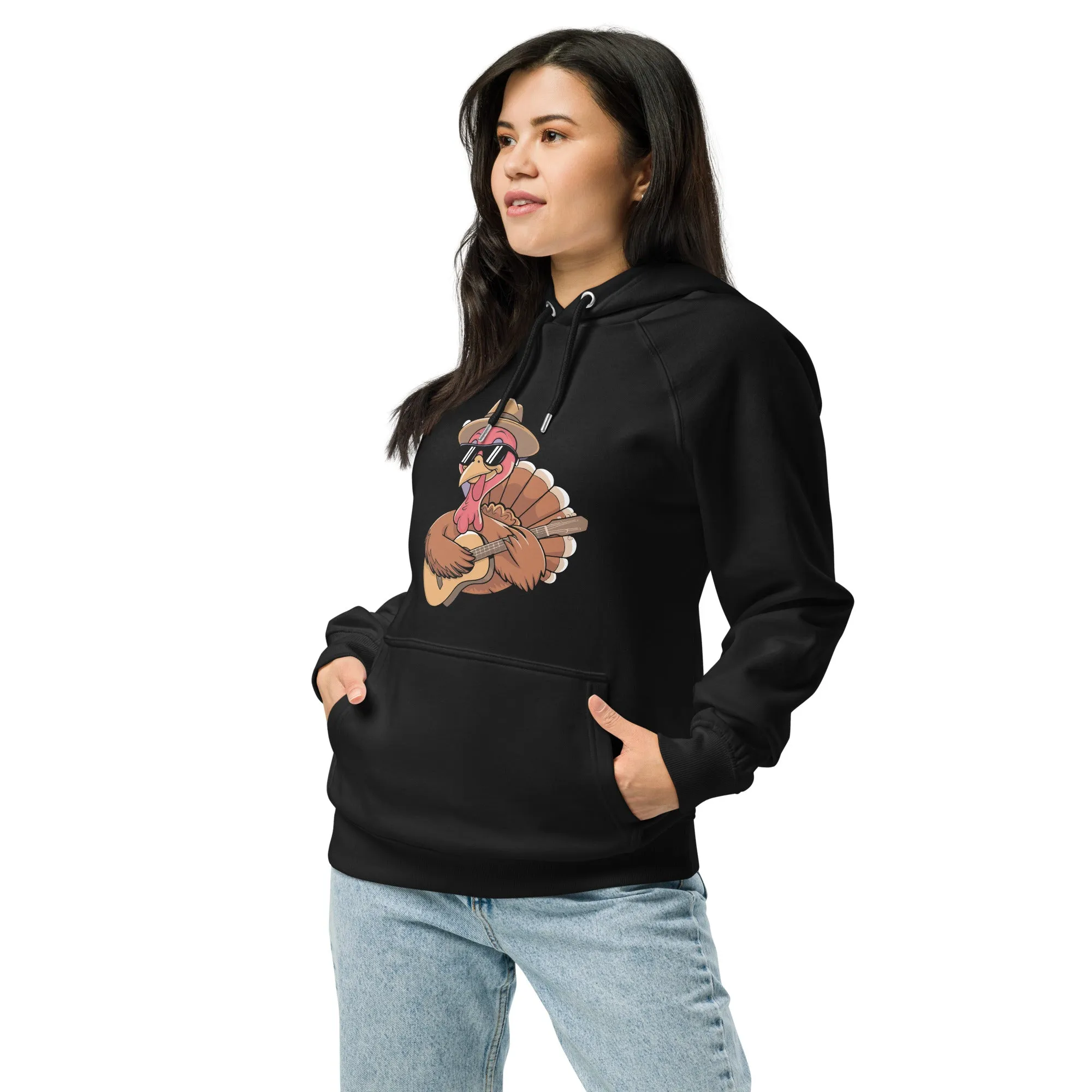 Turkey With Glasses Graphic Women Eco Raglan Hoodie