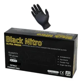 Ultra Fresh Black Nitro Nitrile Gloves Powder Free Extra Large 100pcs