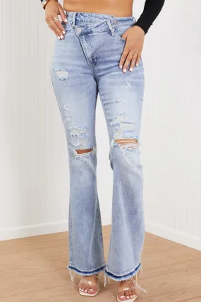 Valerie Full Size Crossover Flared Jeans