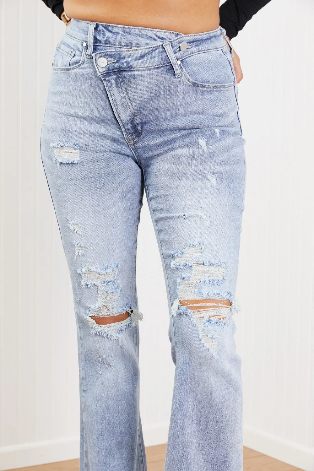 Valerie Full Size Crossover Flared Jeans