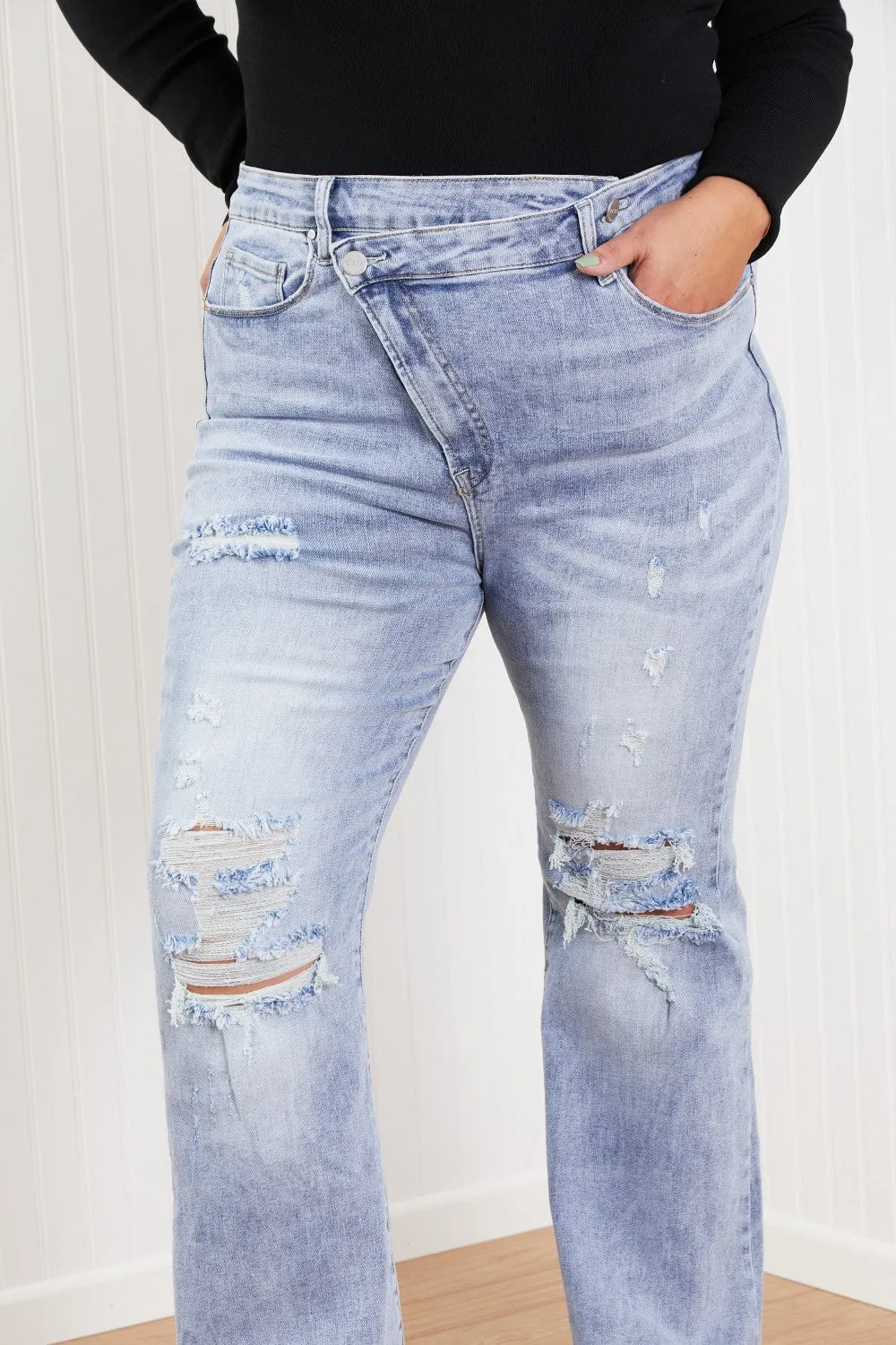 Valerie Full Size Crossover Flared Jeans