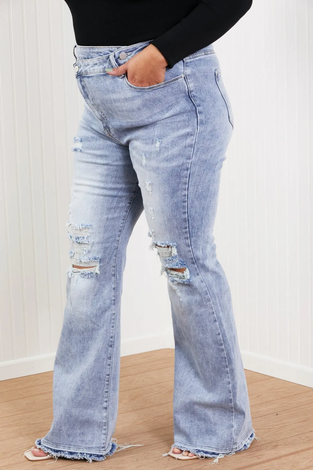 Valerie Full Size Crossover Flared Jeans