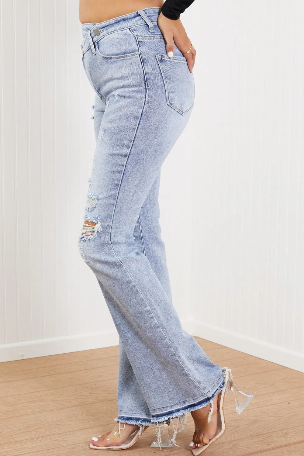 Valerie Full Size Crossover Flared Jeans