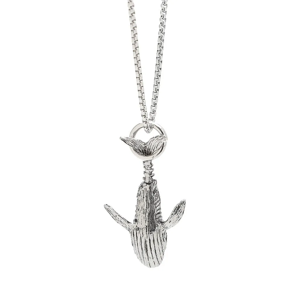 Vintage Gothic Blue Whale Pendant Necklace For Punk Men and Women Simple Fish Necklaces Sweater Chain Accessories Jewelry