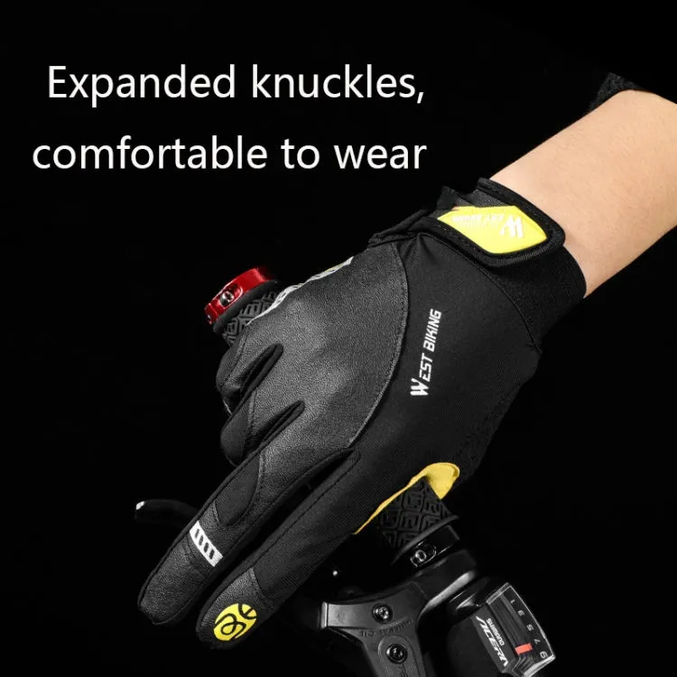 WEST BIKING YP0211209 Bicycle Gloves Shock Absorber Anti-Slip Touch Screen Glove, Size: M(Yellow Black)