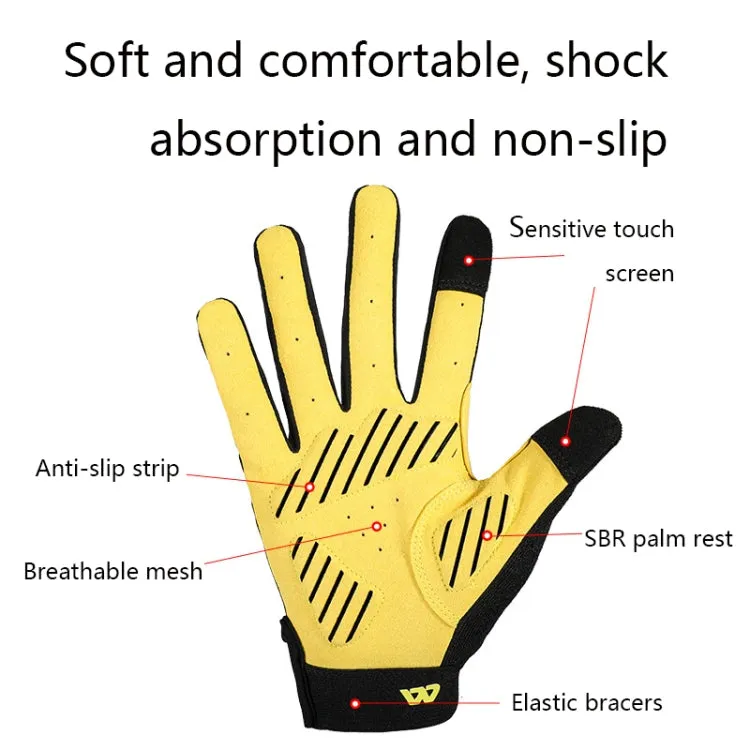 WEST BIKING YP0211209 Bicycle Gloves Shock Absorber Anti-Slip Touch Screen Glove, Size: M(Yellow Black)