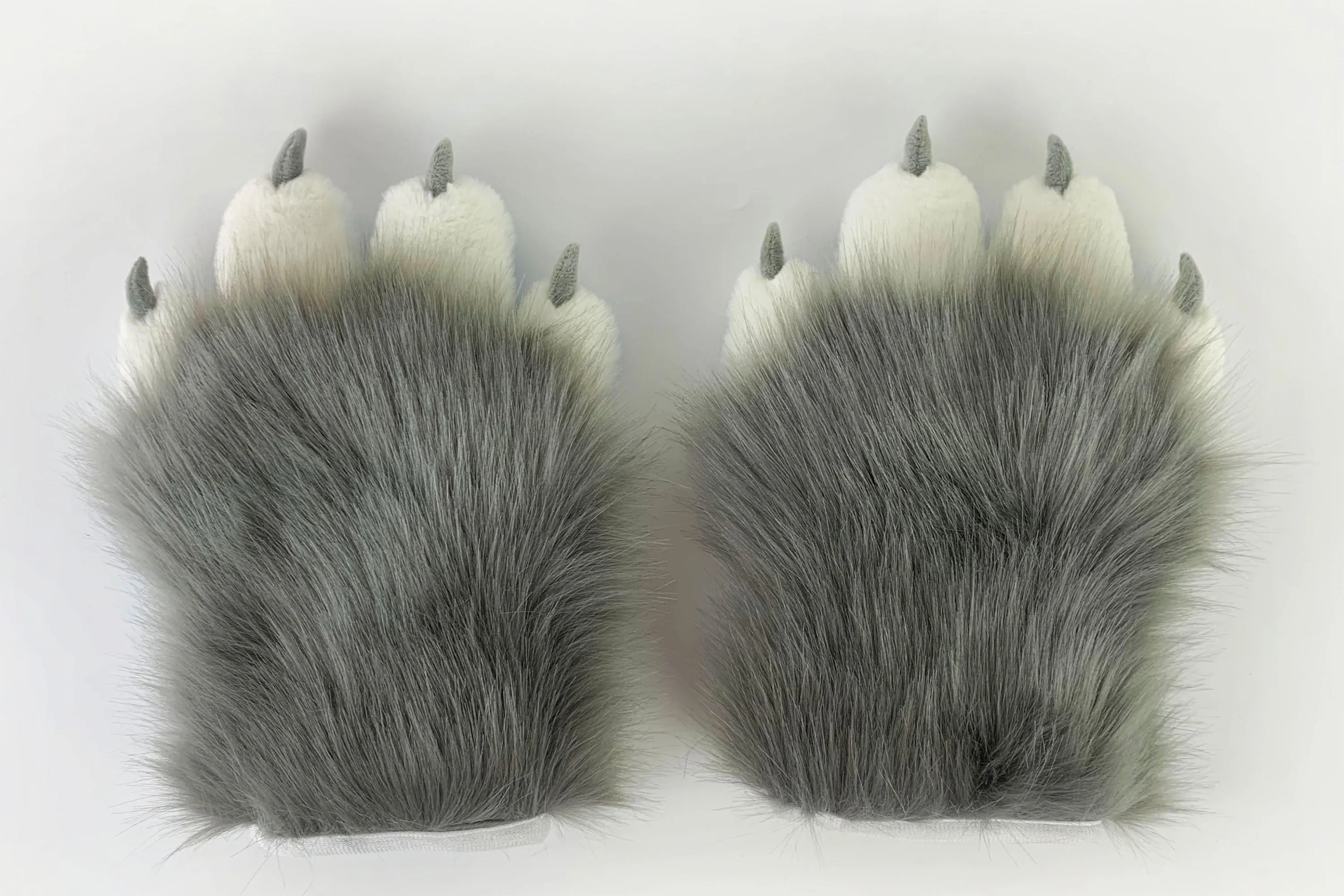 White gray blue cat paws gloves costume cosplay faux fur fluffy fox fursuit paws kitty cosplay fursuit paws gloves handpaws fur paws claws