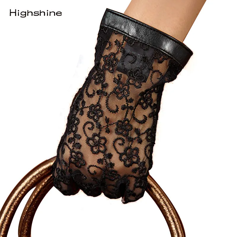 Woman's Lambskin Leather gloves  Lace Summer Car Driving Gloves