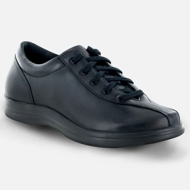 Women's Leather Lace-Up Causal Slip Resistant Shoe 'Liv' - Black