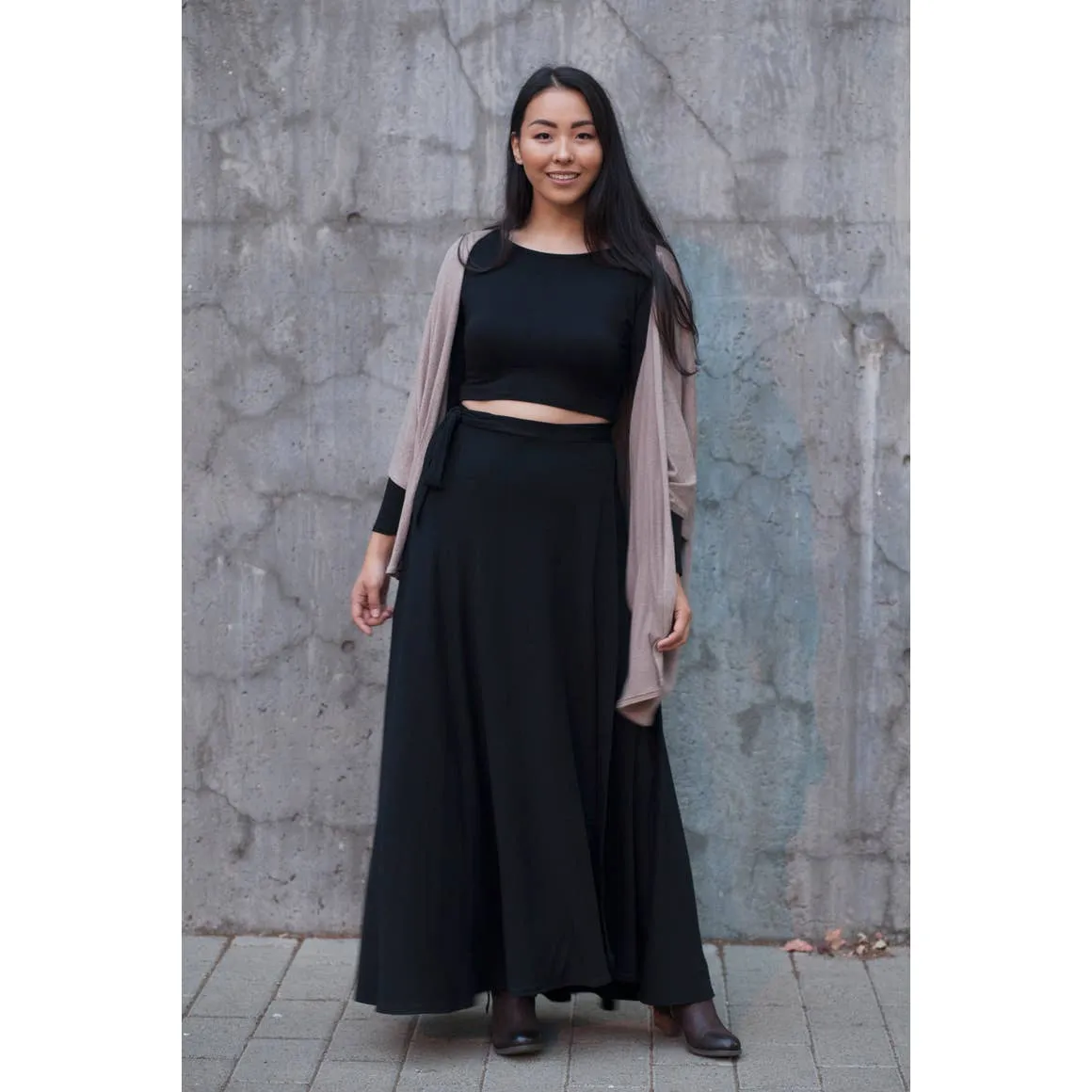 Wrap Knit Multi Length Skirt - Black