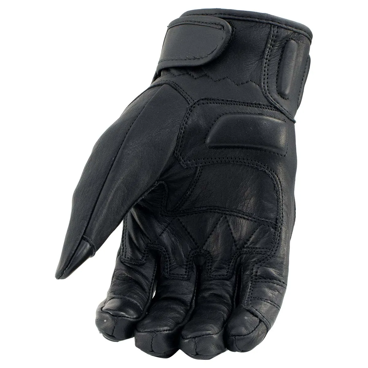 Xelement Men's Black Premium Leather Hard Knuckle Motorcycle Racing Gloves XG17500