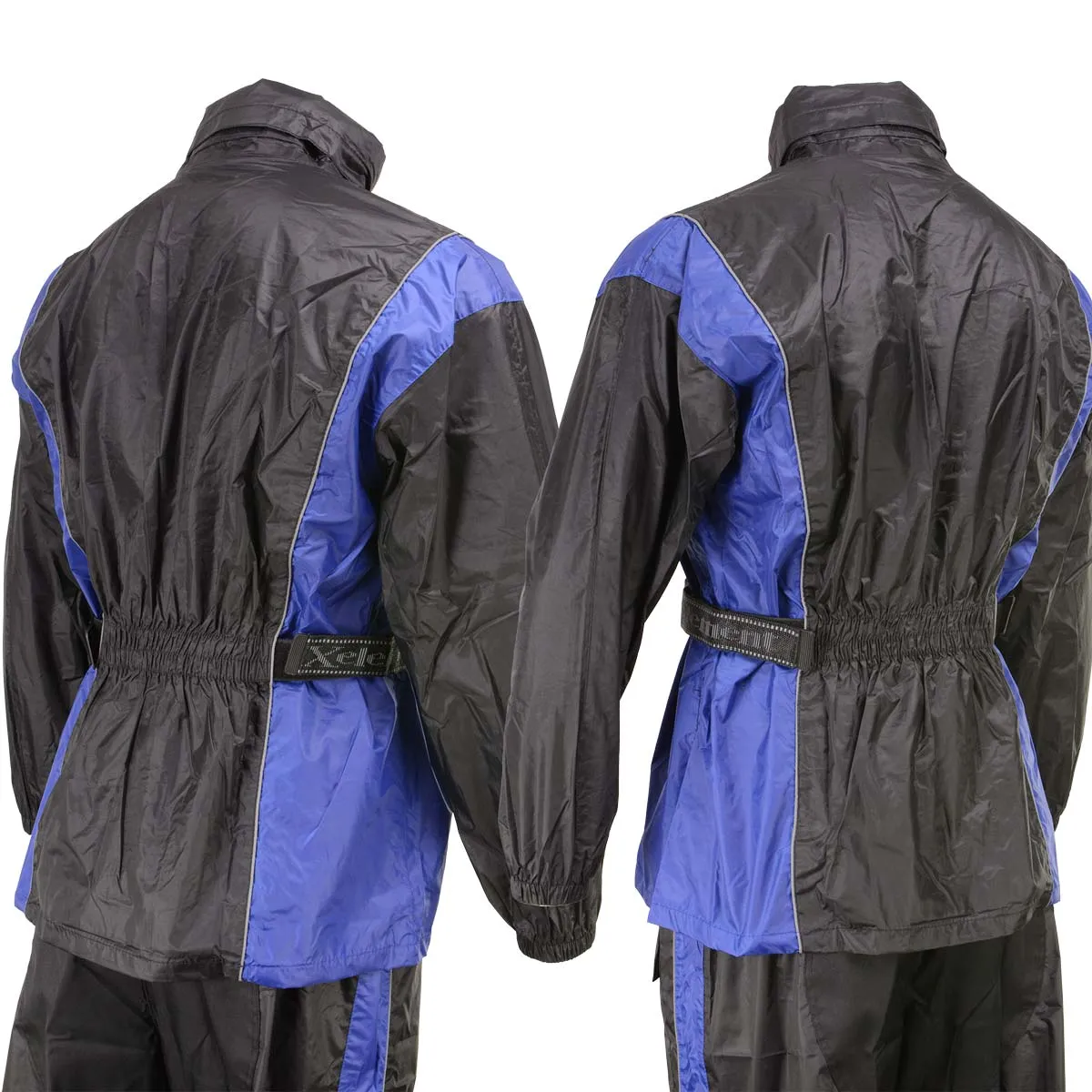 Xelement RN4768 Men's Black and Blue 2-Piece Motorcycle Rain Suit with