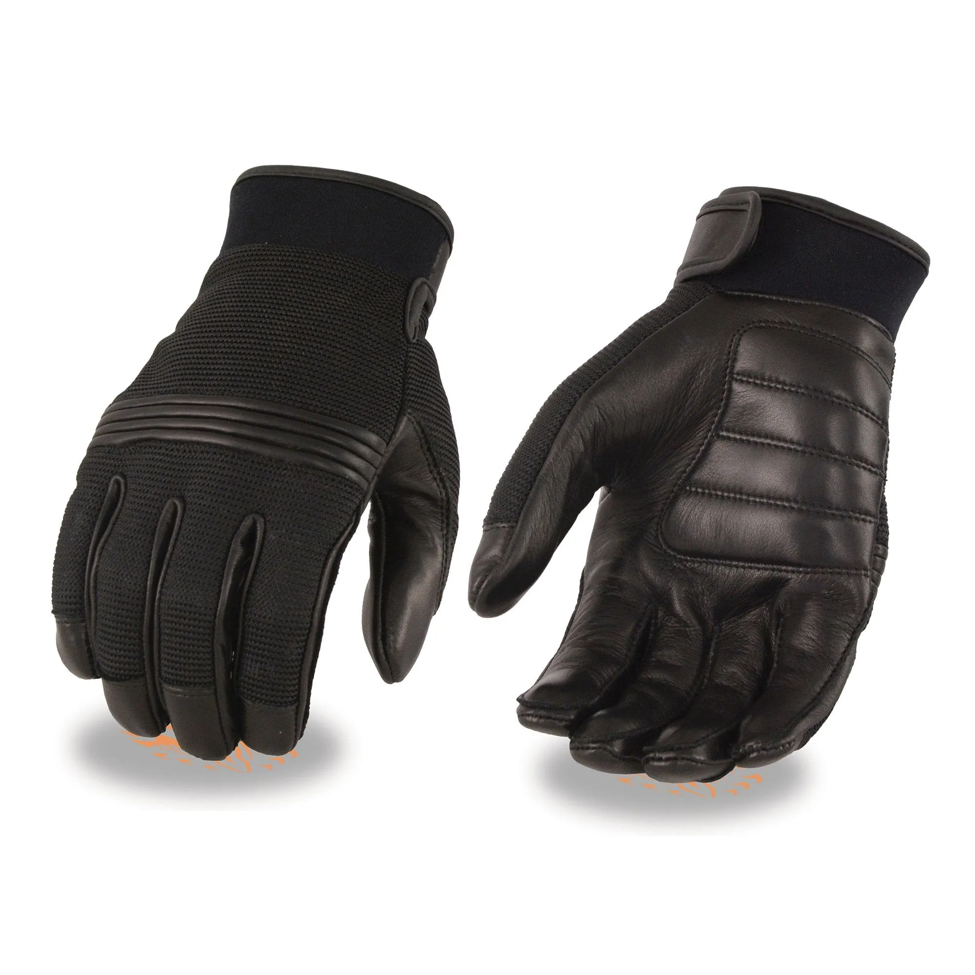 Xelement XG7517 Men's 'Flex Knuckles' Black Leather and Mesh